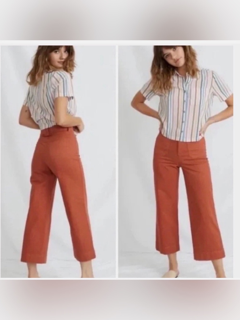 Marine Layer Bridget Crop Pant Wide Leg Patch Pocket Baked Clay Women’s size 6 - Picture 1 of 7